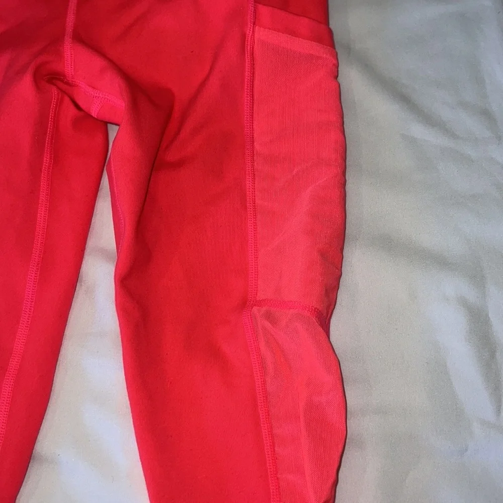 Powerhold by Fabletics Women's Neon Pink Mesh Detail High Waist‎ Active Leggings